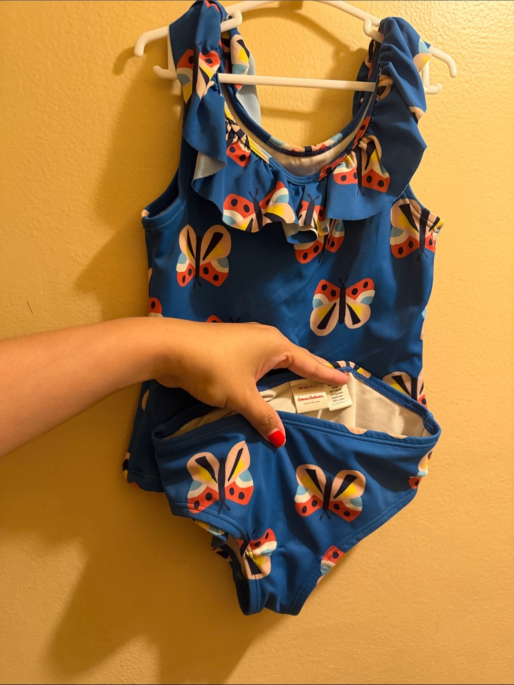 Hanna Andersson Blue Floral Print swimsuit two piece set